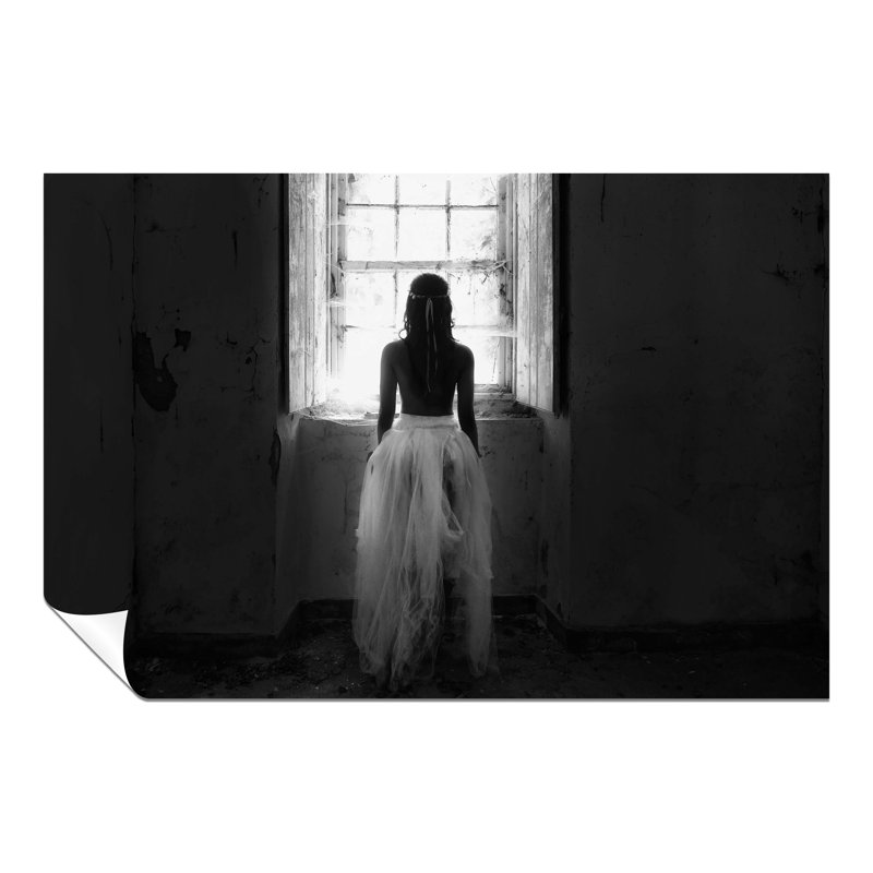 By The Window Woman Behind Portrait - No Frame Print, 61cm H x 41cm W
