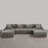 6 - Piece Upholstered Light Gray Faux Rabbit Fur Flannel Modular Sectional Sofa with Throw Pillows & Removable Ottomans-1911773208