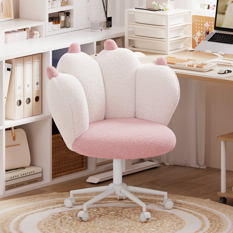 Office Chair, White/Pink