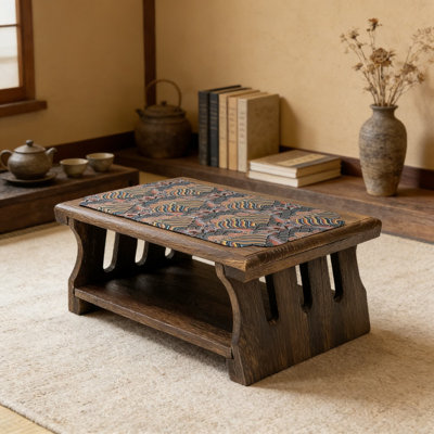 Japanese Folding Floor Table - Traditional Low Profile Meditation And Tea Ceremony Altar Table, Space-Saving Wooden Coffee Table For Living Room