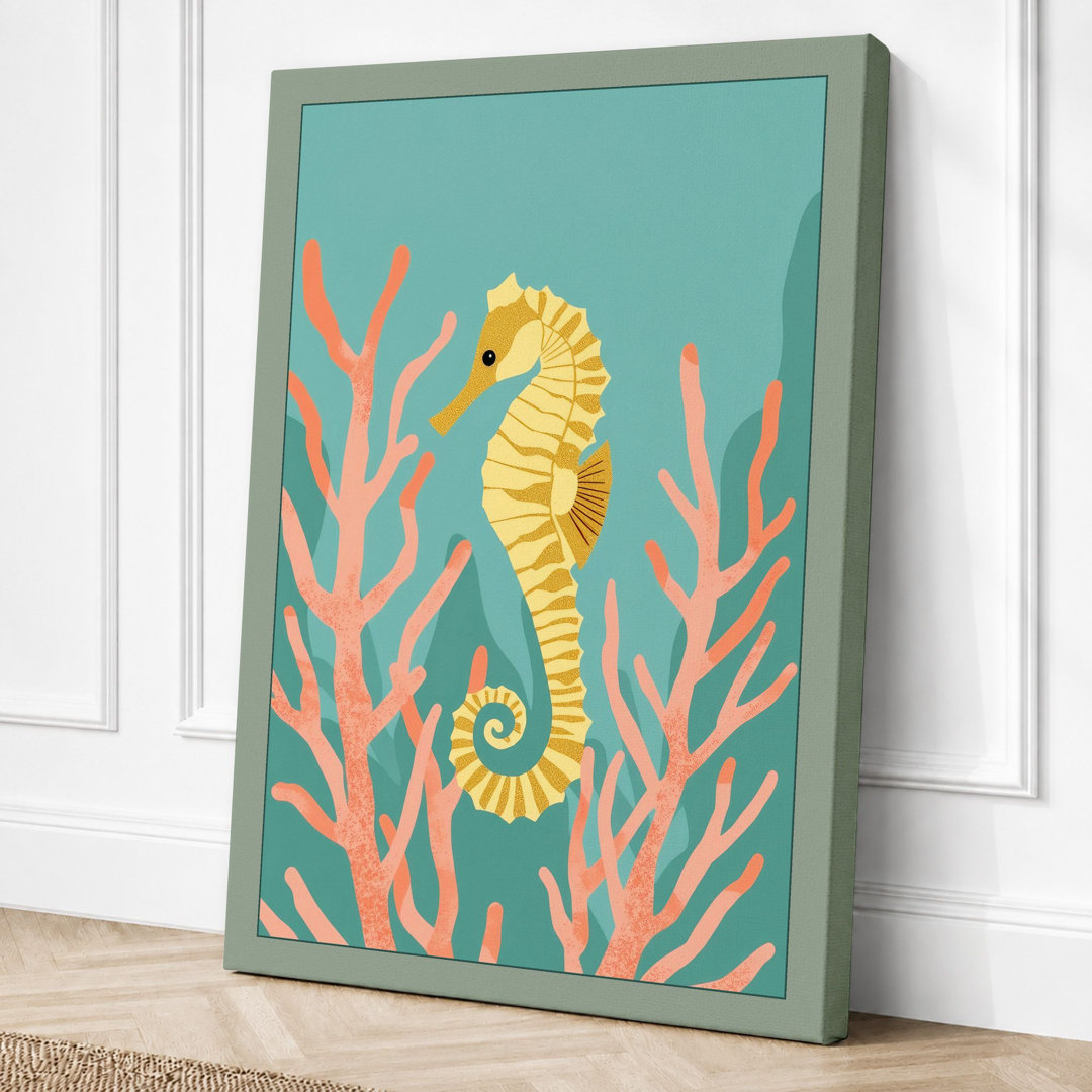 Seahorses in Coral Coastal - Wrapped Canvas