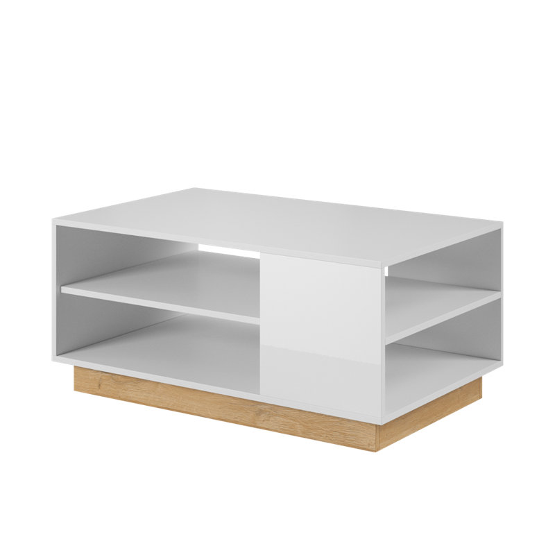 Armagh Block Coffee Table with Storage, White Top/Oak Base