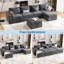 Canapé-lit modulaire avec lit escamotable, canapé modulaire en chenille-547510773