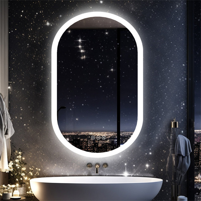 Oval LED Wall Mirror, 80cm H x 50cm W