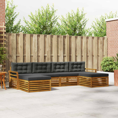  Ensemble de canapé 6 pièces en bois d'acacia naturel et anthracite massif