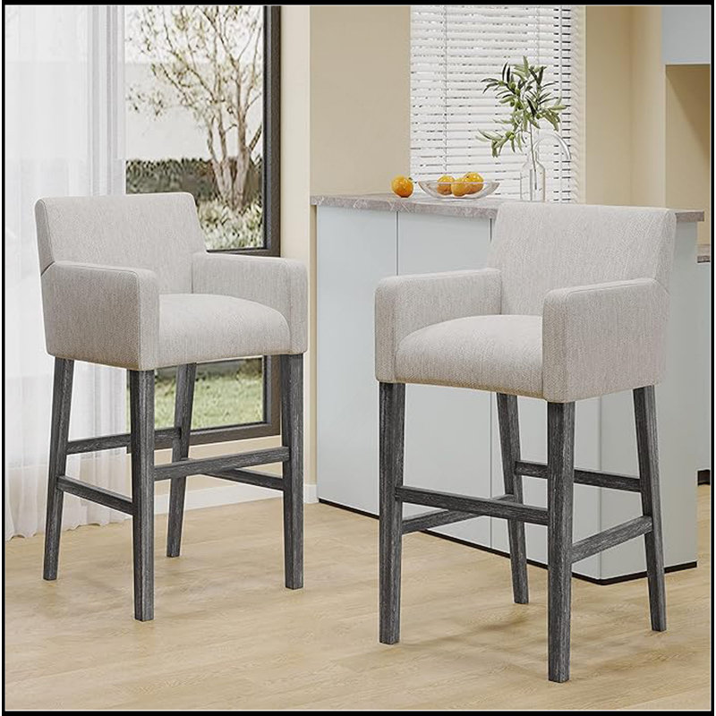 Tabouret de comptoir rembourré de 30,5 po , Gris, Gris clair
