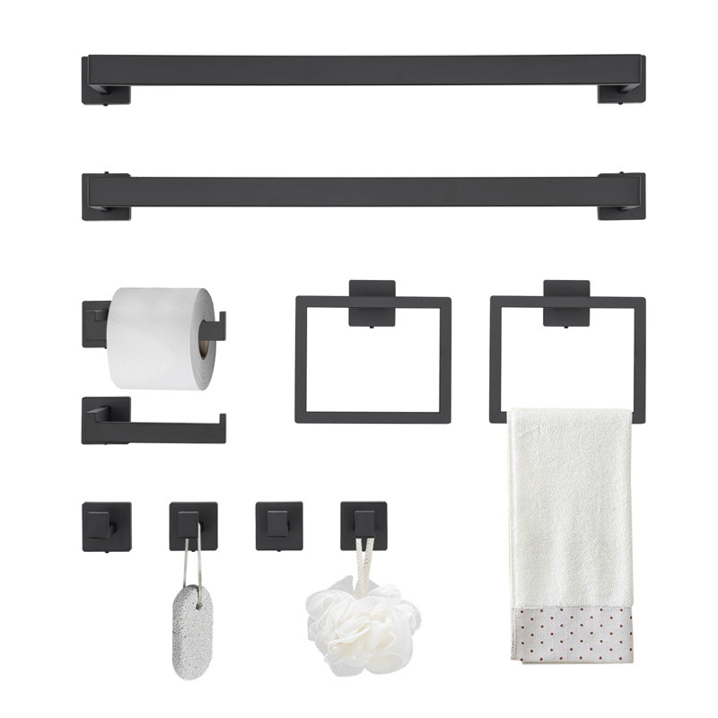 10-Pieces Matte Black Bathroom Accessories Set