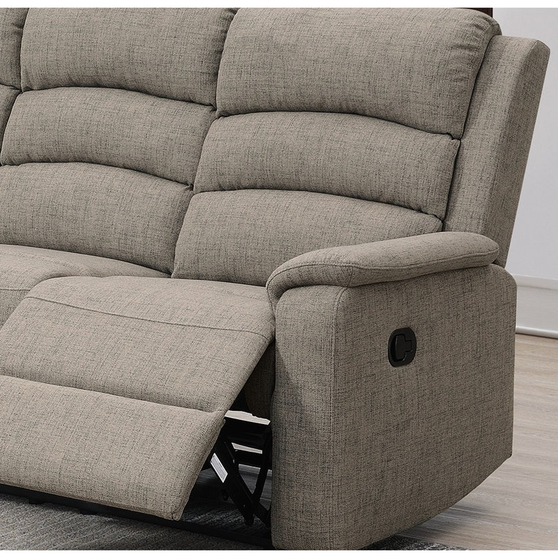 Modern Brown Recliner Motion Couch For Daily Rest Burlap Fabric Reclining Relaxation