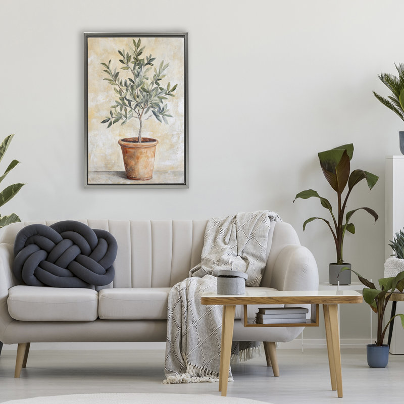 Plante d'intérieur dans un cadre flottant en terre cuite, design par Petal Prints Design, 31 x 21, Luster Gray Floater Framed