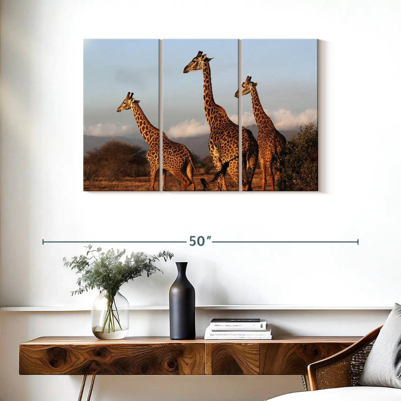 Brampt Three Brown Giraffes, 24" H x 38" W