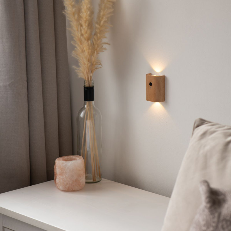 Manufactured Wood LED Flush Mounted Sconce, Natural