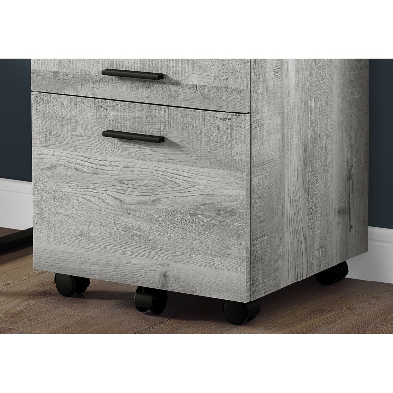 Classeur en stratifié gris avec base roulante et compartiments de rangement, support d'imprimante pour zones, tiroirs fonctionnels