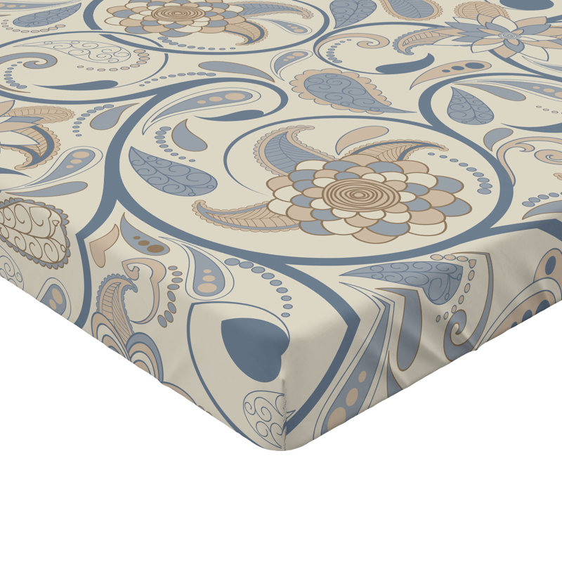 Ensemble de 2 draps-housses Ambesonne, Ardoise, bleu, beige, brun clair / floral, Drap-housse grand