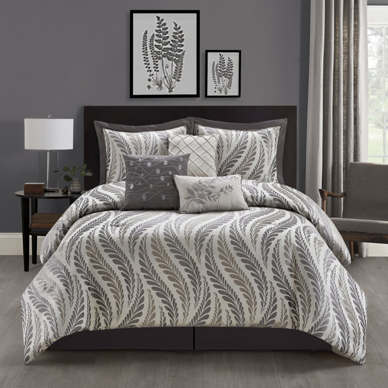 Capella Taupe Microfiber 7 Piece Comforter Set, California King Comforter + 6 Additional Pieces 