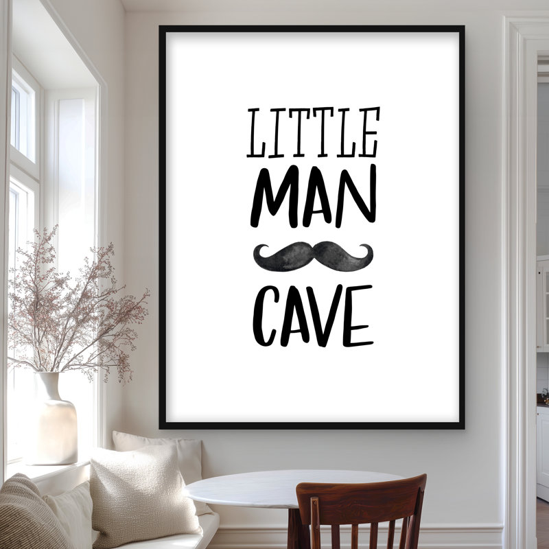 «Little man cave» - reproduction encadrée noir et blanc pour la décoration intérieure, H 48 po x l 36 po