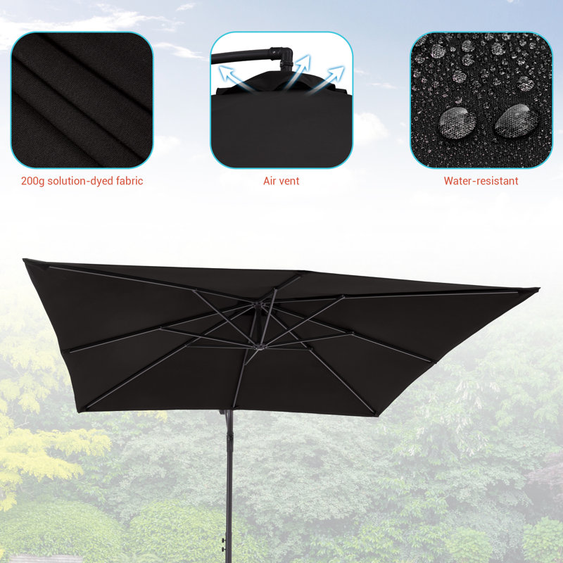 Parasol carré en porte-à-faux 98,4 po Brennan, Noir