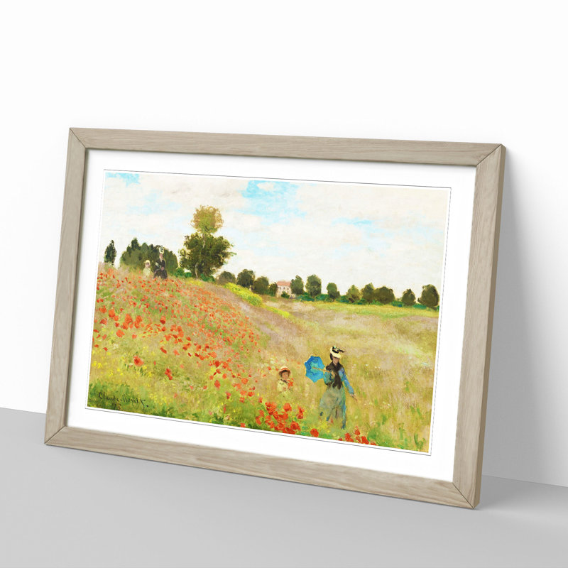 Poppy Field Vol.2 by Claude Monet - Framed Print, 27cm H x 36cm W x 2cm D, Oak Framed