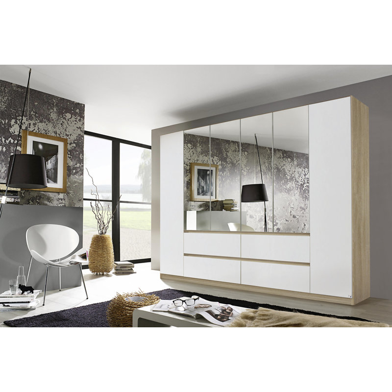 Mainz 6 Door Wardrobe, Alpine White/Brown