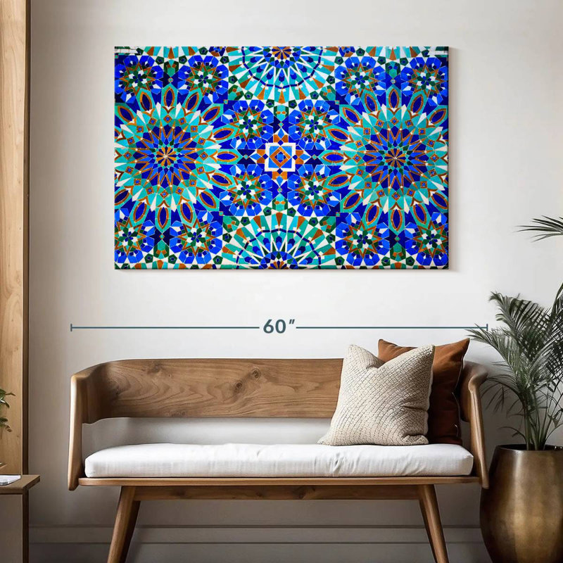 Mosaïque bleue Kerner en médina, H 32 po x l 48 po