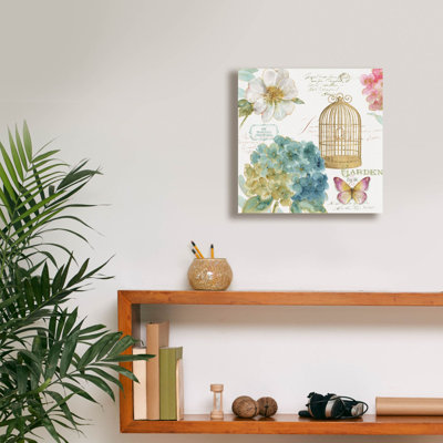 'Rainbow Seeds Floral Birdcage III' by Lisa Audit Canvas Wall Art
