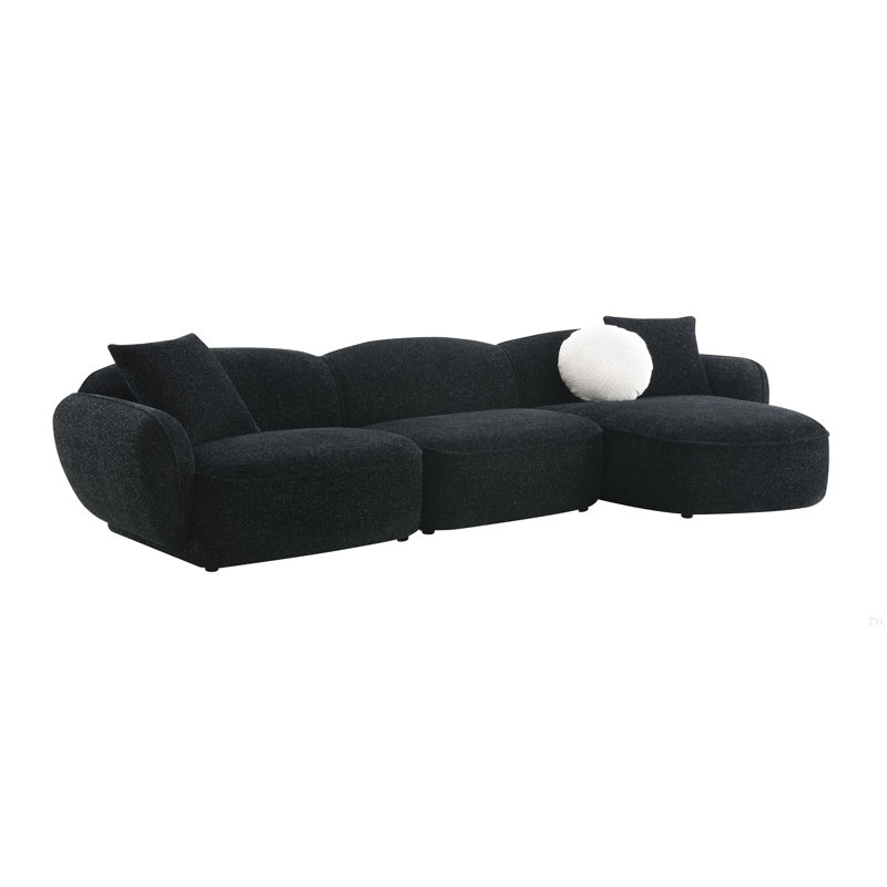 Canapé modulaire en tissu noir et blanc avec 3 coussins
