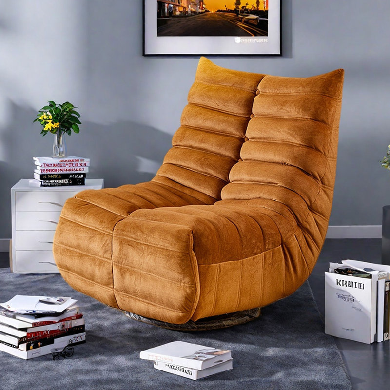Ergonomic Functional Recliner with Storage Pocket, Brown Polyester Fiber