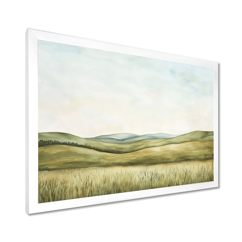 Décoration murale Rolling Hills In The Prairies II - Prairies, Reproduction encadrée d'une seule photo sans pass, Blanc