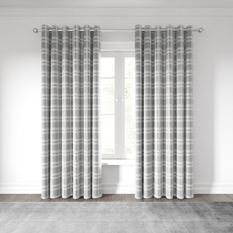 Harriet Lined Eyelet Room Darkening Curtains, Width 228 x Drop 228cm, Blush/Grey