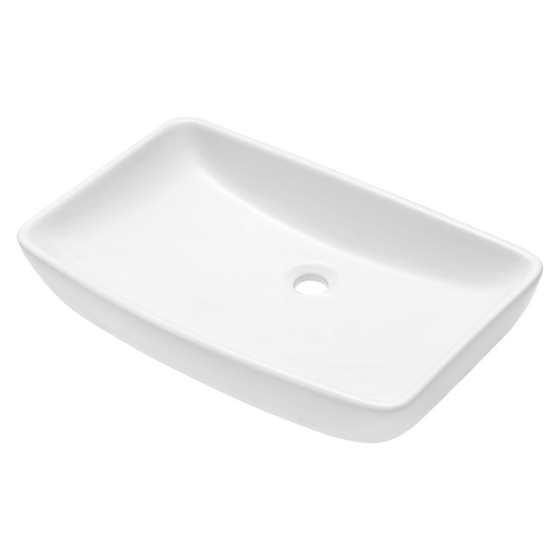 24"X15" White Ceramic Rectangular Vessel Bathroom Sink