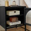 Natela Metal & Glass Single Door Bedside Table - Modern Deco Style-365848809