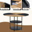 Table et chaises de salle à manger - couleur épissée moderne de 47,3 pouces, double rangement, 4 sièges en polyuréthane noir, bureau, ensemble de construction en métal de diamètre, chaises à deux couches, et-1758766545
