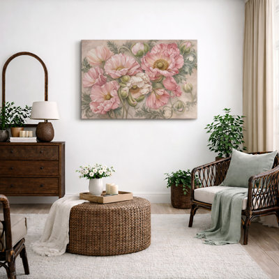 «Blush Pink Poppy», impression botanique sur toile