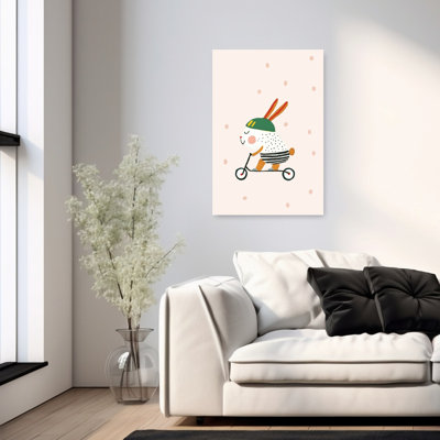 «Happy Bunny Ride», impression d'art mural fantaisiste et contemporain