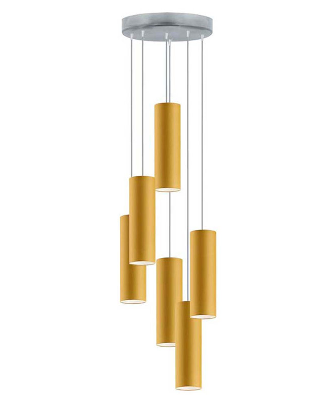 Denegal 6 - Light Cluster Pendant, Yellow, Grey