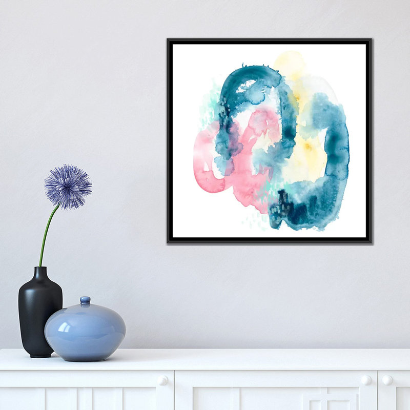 « intrigue iv », impression sur toile, H 26 po x l 26 po x P 1,5 po, Toile avec cadre flottant noir, Pas de tapis