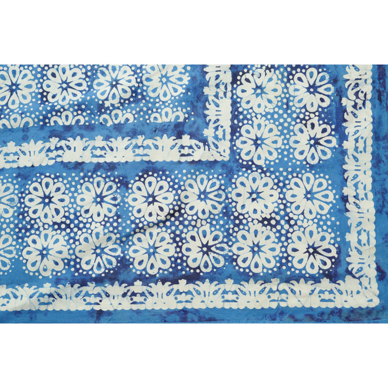 Marilis Geometric Cotton Tablecloth, 90" x 60", Blue