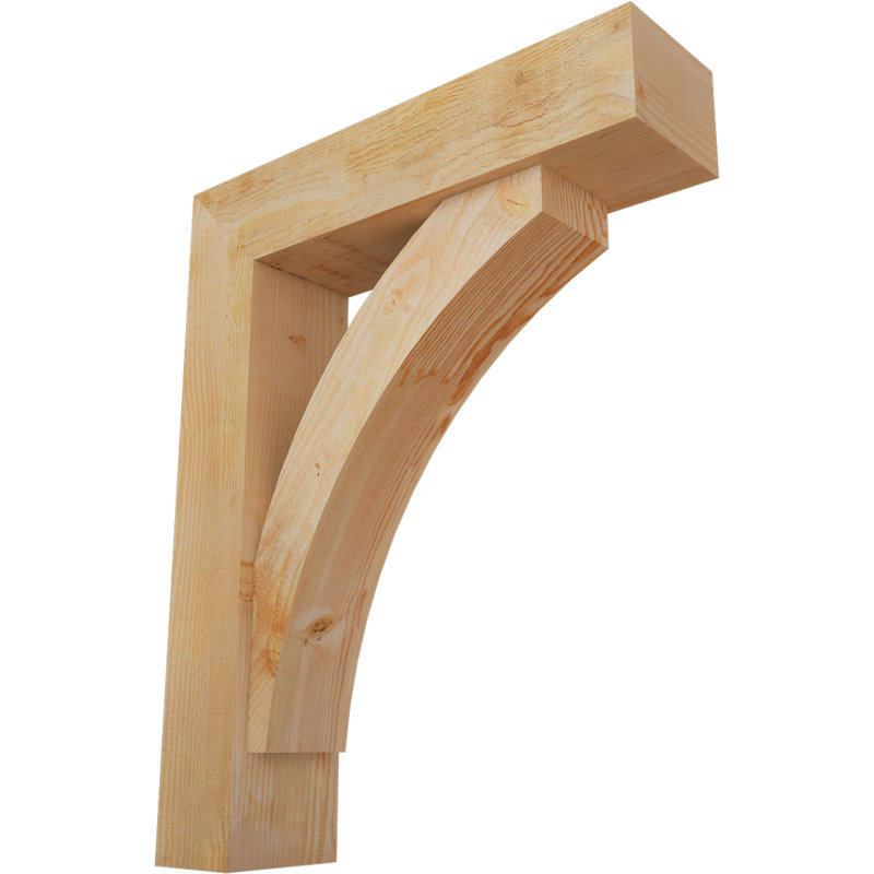 8"W x 32"D x 40"H Thorton Block Rough Sawn Bracket w/ Offset Brace, Douglas Fir, 40 x 32, 8"W Douglas Fir (Rough Sawn)