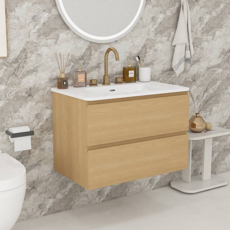 Bathroom Vanity with Ceramic Sink, Oak