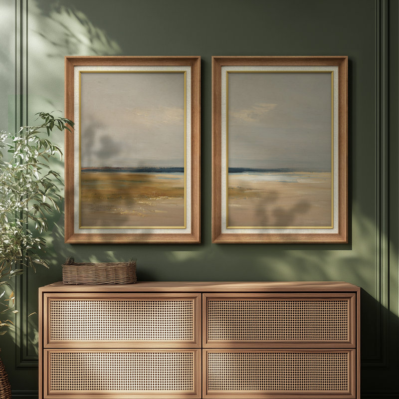 Serene Coastal Shoreline - ensemble de 2 reproductions d'art encadrées de qualité supérieure sur papier 26 po x 36 po