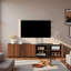 Meuble télé moderne avec coins arrondis, plateau en marbre et tablettes réglables-1871701312