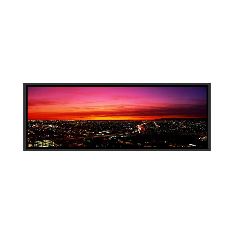 Reproduction de photo sur toile, panoramique de Los Angeles, Californie, H 12 po x l 36 po x P 1,5 po, Cadre noir