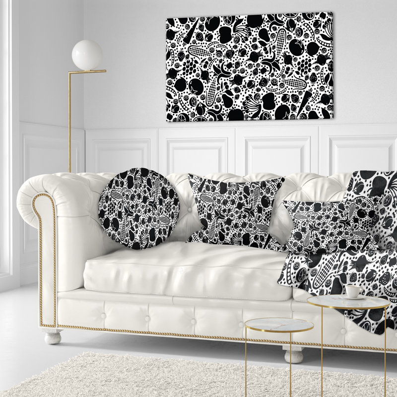 Coussin floral à motif fruits et légumes, 16 po x 1 po