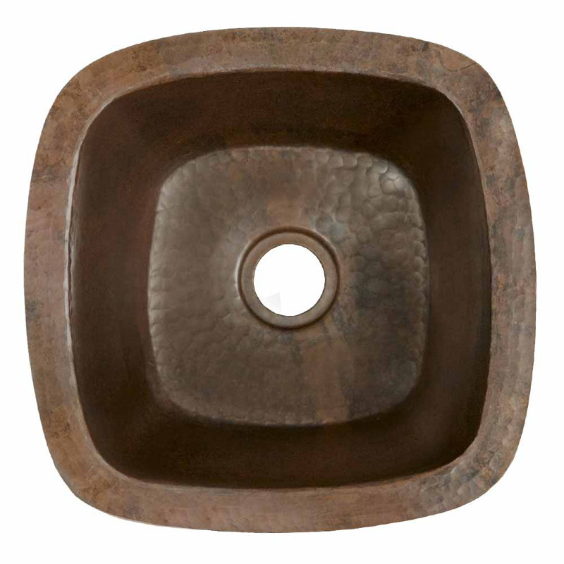 Rincon Hand-Hammered Copper 13" L x 13" W Undermount Kitchen/Bar Sink, Antique Copper