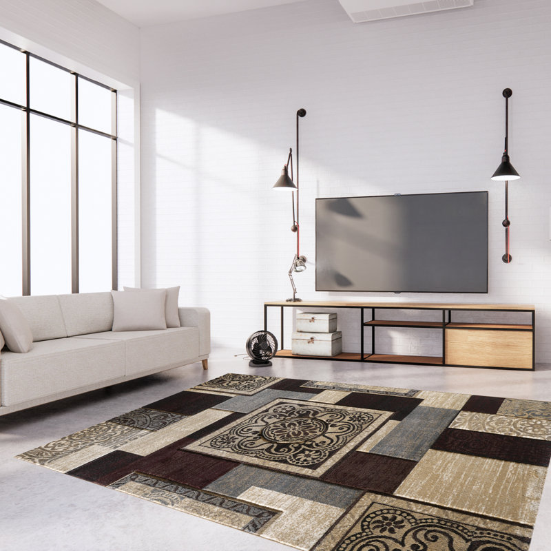 Tapis intérieur / extérieur brun Patchwork