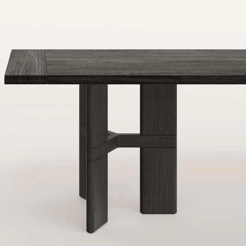 Table de salle à manger rectangulaire en bois massif de style ancien, H 29,5 po x L 94,4 po x l 41,3 po, Noir