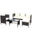 Conversation extérieure: 4 canapé modulaire avec coussins beiges captivants et table basse charmant transparent