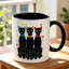 Cute Ceramic Mug with Three Black Cats Wearing Colorful Collars And Stars - Perfect Gift for Cat Lovers on Christmas Birthday.