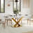 Modern Rectangular Dining table with Glossy Sintered Stone Table top, White Kitchen Table with Stainless Steel Legs for Dining Room-109506275-109506274