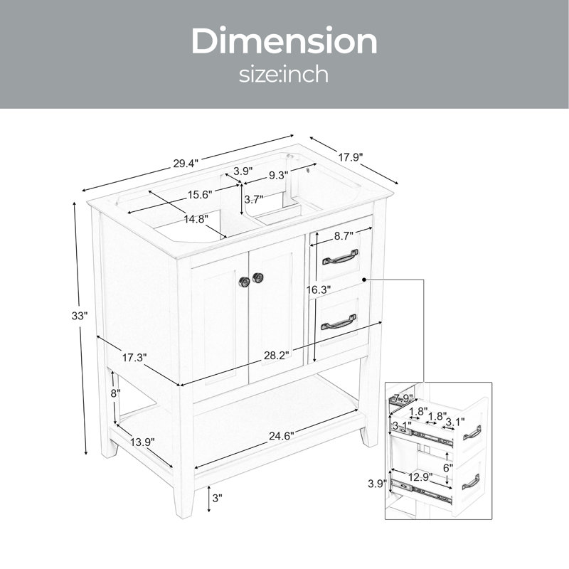 29.4 " Single Bathroom Vanity Base