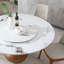 Table de salle à manger moderne en marbre, table ronde en pierre frittée de 59 po pour la salle à manger, cuisine, coin-repas, espace compact avec plateau tournant (6 chaises)-470999333